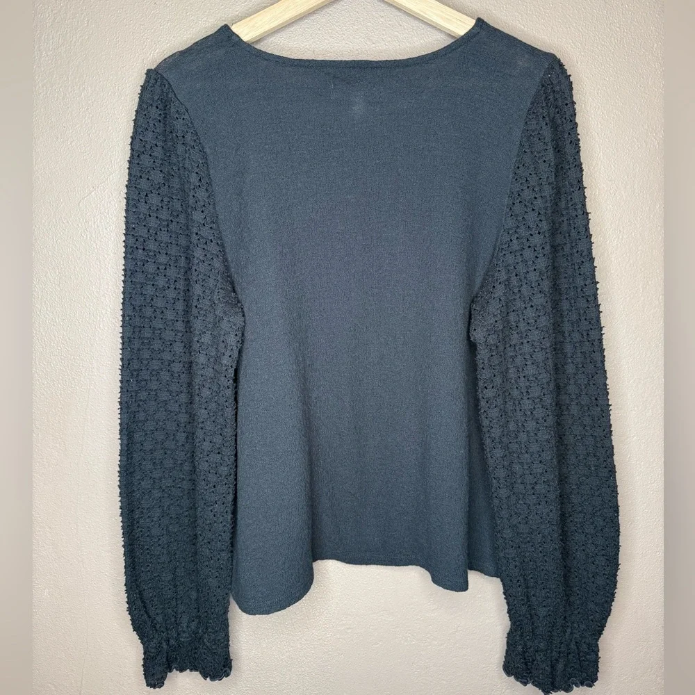 Madewell Texture & Thread Eyelet Mix Ruffle-Sleeve Top Sz Large Whimsigoth Boho - Picture 9 of 14